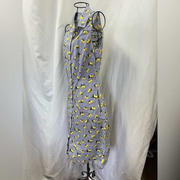 Chole + Rene striped lemon print button down dress size  PS - Picture 8 of 10